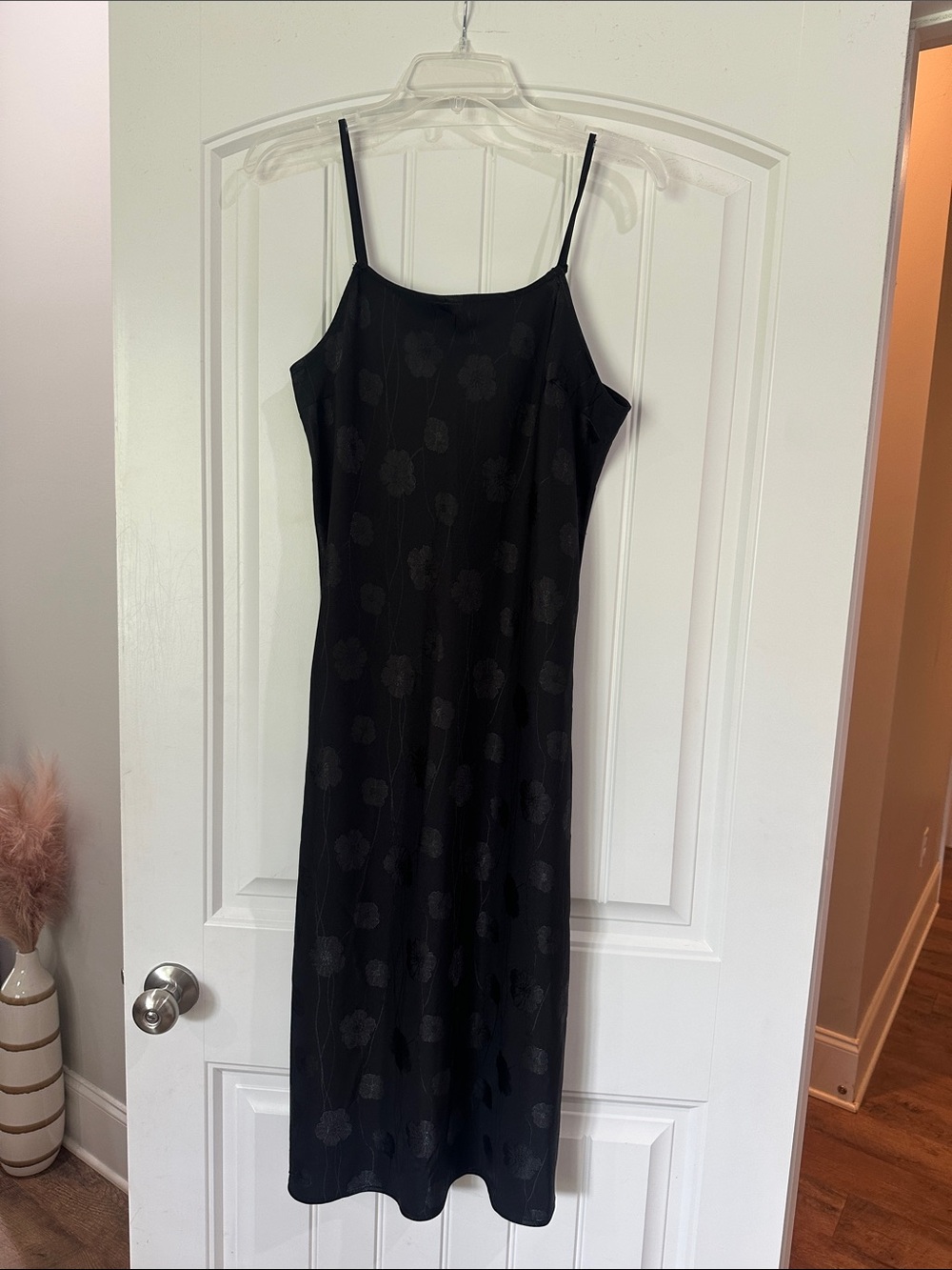 a new day Black Floral Jacquard Slip Midi Dress